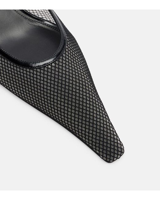 Victoria Beckham Black Leather-Trimmed Mesh Mules