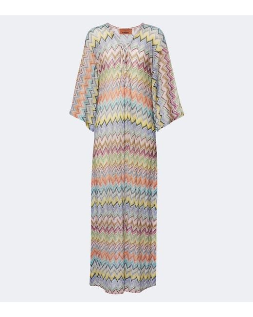 Missoni White Zigzag Lame Kaftan