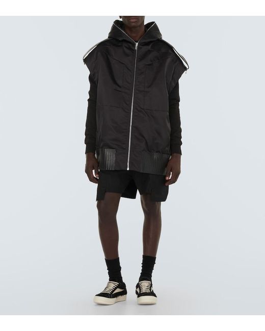 Rick Owens Black Vest Polyamide, Calfskin for men