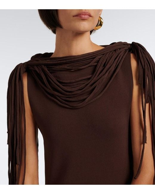 Altuzarra Brown Fringed Jersey Maxi Dress