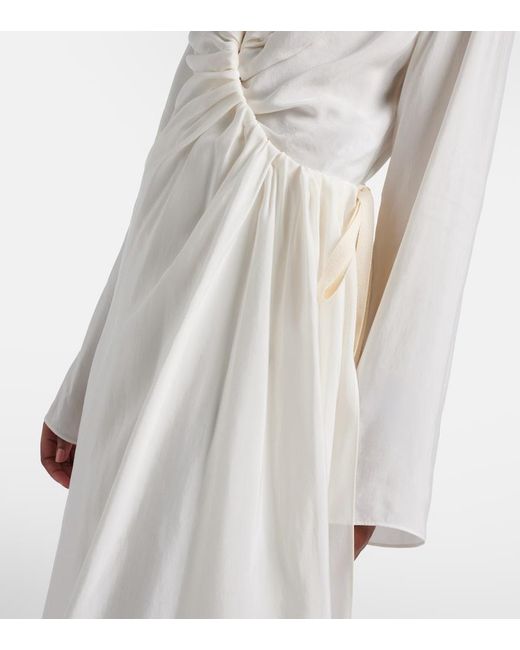 Maison Margiela White Draped Midi Dress