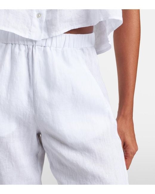 Velvet White Stephanie Linen Wide-Leg Pants
