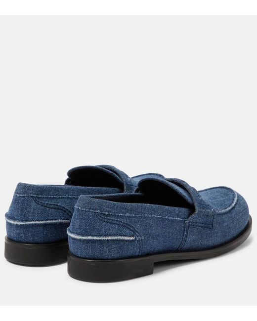 Miu Miu Blue Logo Denim Loafers
