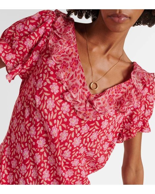 Robe Midi Clementina En Crepe A Fleurs Rixo en coloris Pink