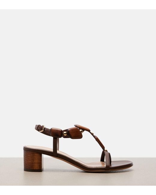 Gianvito Rossi Brown Munduk Embellished Leather Sandals