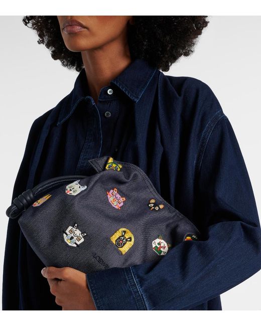 Loewe Blue X Louis Wain Flamenco Cats Medium Canvas Clutch
