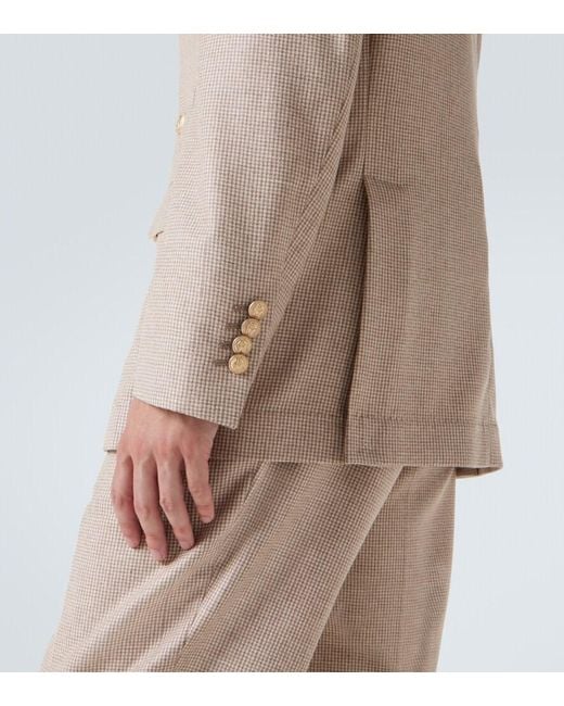 Brunello Cucinelli Natural Houndstooth Cashmere And Silk Suit Jacket for men