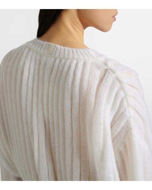 Loewe White Mohair And Cotton-Blend Sweater