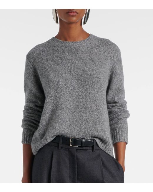 Lisa Yang Gray Mira Cashmere And Silk Sweater