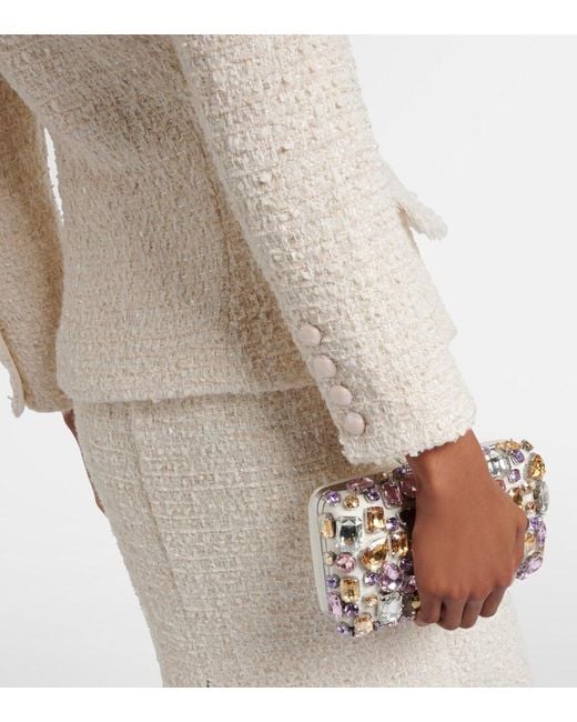 Self-Portrait Natural Boucle Tweed Midi Dress
