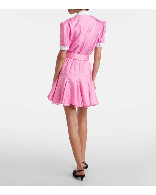 Rodarte Pink Polka-Dot Silk Twill Minidress