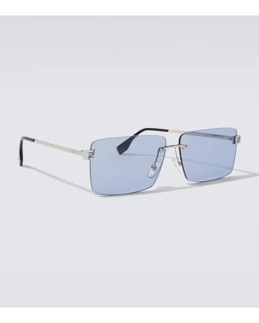 Fendi Blue Sky Rectangular Sunglasses for men