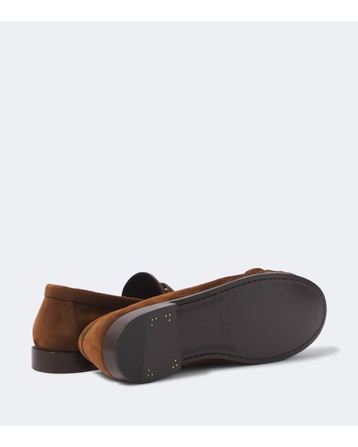Saint Laurent Brown Le Loafer Cassandre Suede Penny Loafers for men