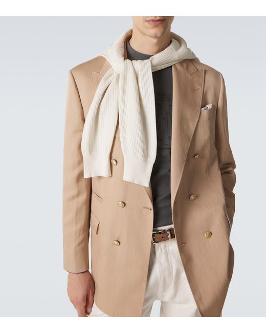 Brunello Cucinelli Natural Silk And Linen Blazer for men