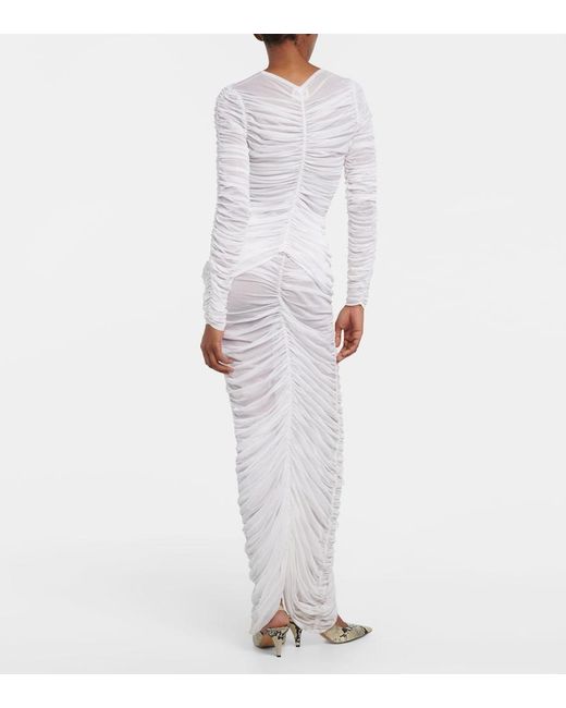 Khaite White Haven Ruched Silk-Blend Top