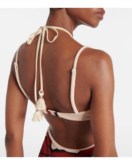 Johanna Ortiz Red Printed Cutout Midi Dress