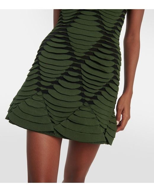 Alaïa Green Snake-Effect Knit Minidress