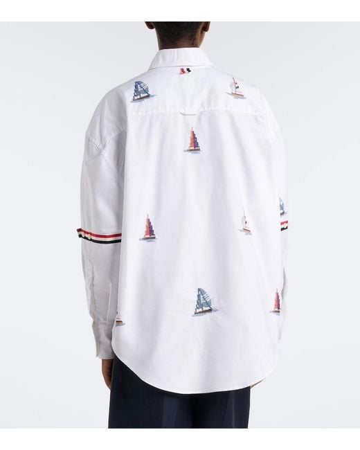 Camisa De Algodon Estampada Thom Browne de color White
