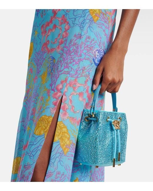 Versace Blue La Medusa Medium Embellished Bucket Bag