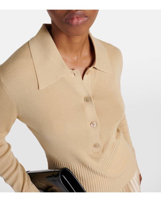 Joseph Natural Ribbed-knit Wool Polo Sweater