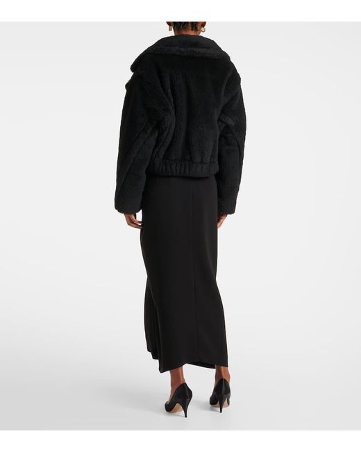Max Mara Black Oggeri Alpaca, Wool, And Silk Teddy Coat