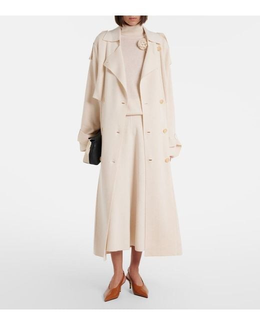 Jardin Des Orangers White Wool And Cashmere Midi Skirt