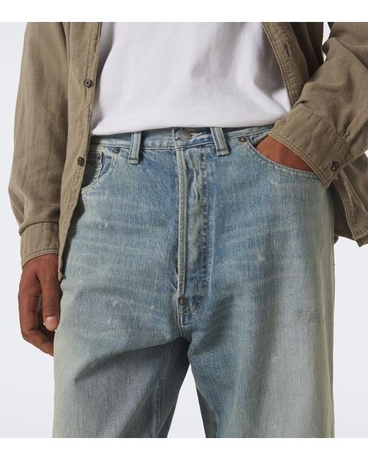 A.PRESSE Blue No. 37 Distressed Straight Jeans for men