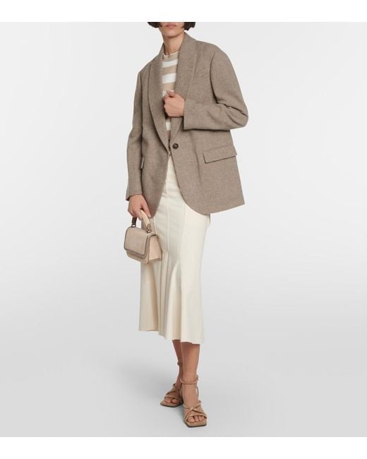 Brunello Cucinelli Natural Single-Breasted Yak Wool Blazer