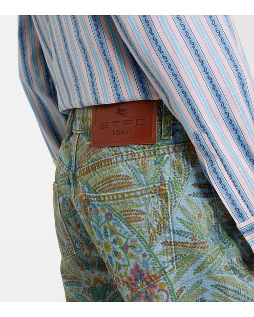Etro Green Paisley Flared Jeans