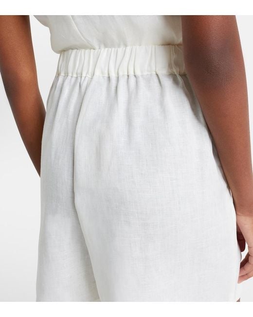 Asceno White Linen Shorts