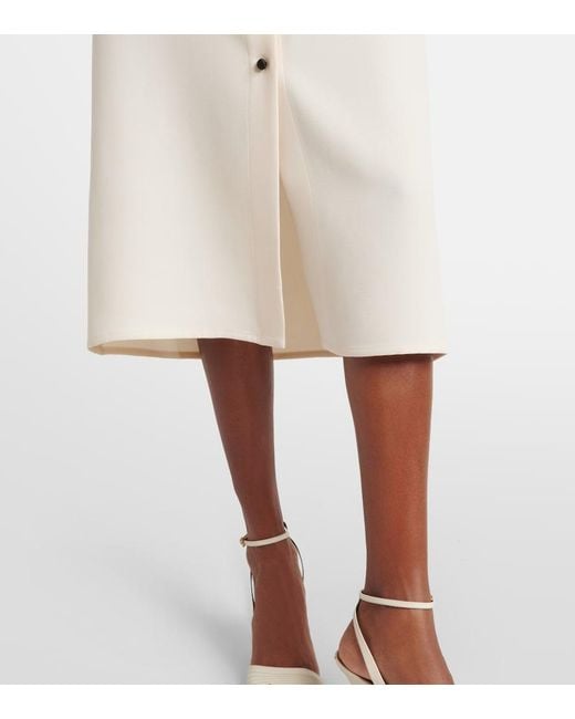 Valentino Natural Cady Couture Lace-Trimmed Midi Dress