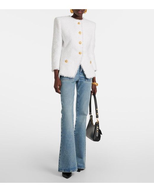 Balmain Blue High-Waisted Flared Jeans