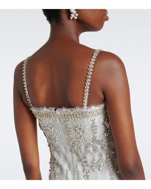 Costarellos White Leona Beaded Lace Cocktail Dress