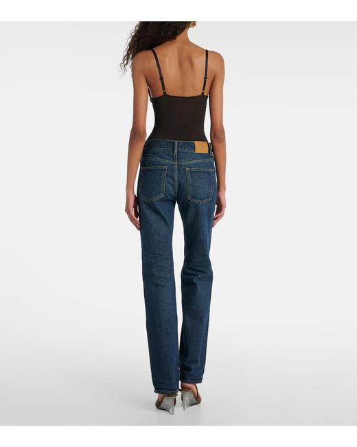 Saint Laurent Blue Mid-Rise Bootcut Jeans