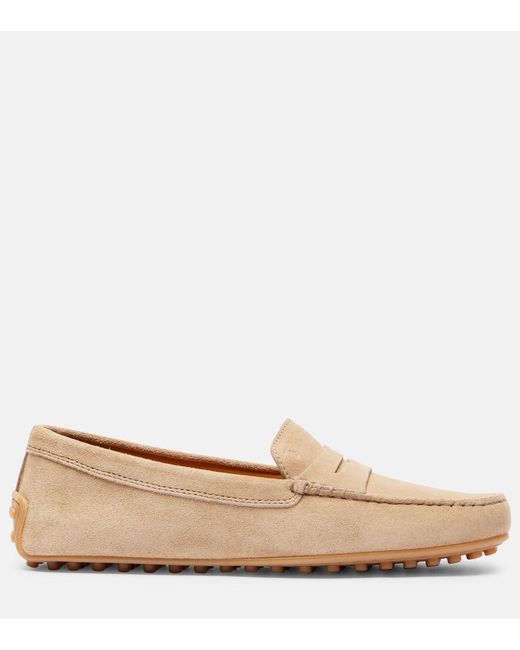 Tod's Natural Gommino Bubble Suede Driving Shoes
