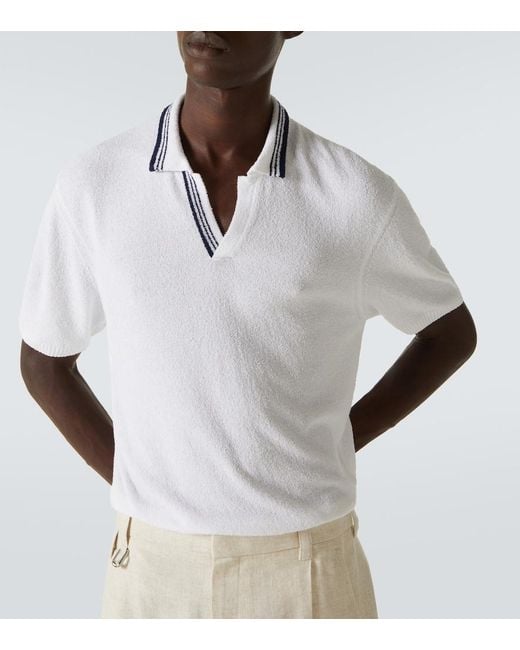 Orlebar Brown White Horton Cotton-Blend Boucle Polo Shirt for men