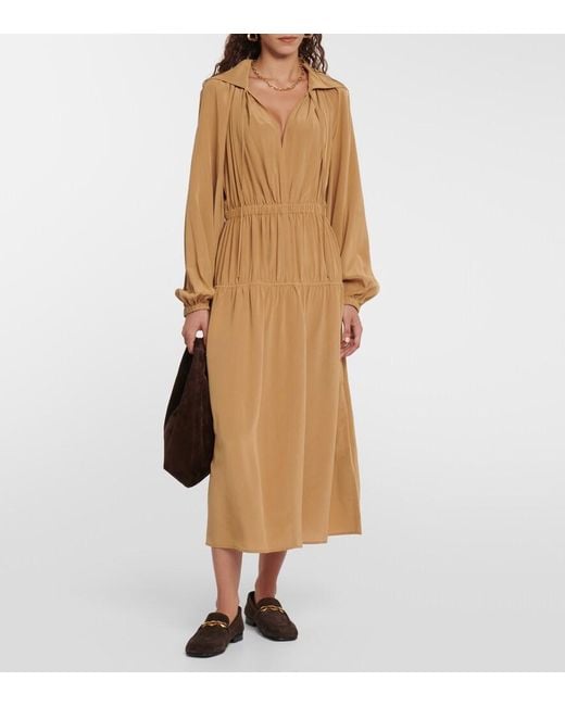 Robe Midi Dryden En Crepe De Soie Joseph en coloris Natural