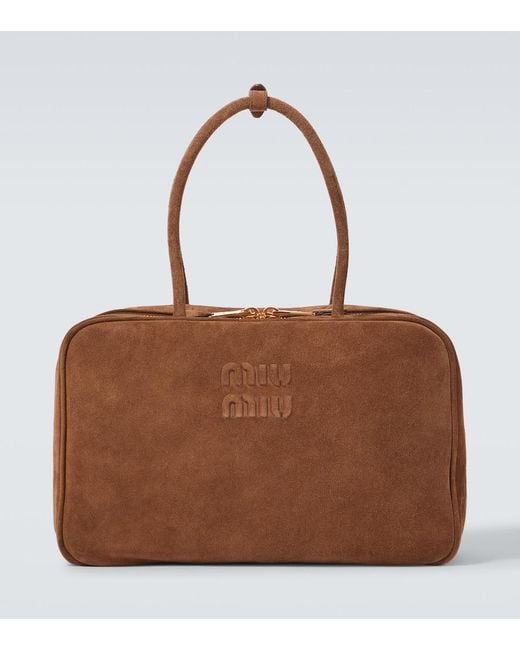 Miu Miu Tote Bag Aus Veloursleder in Brown für Herren