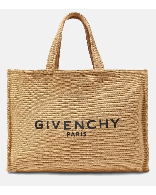 Givenchy Metallic G-Tote Medium Raffia-Effect Tote Bag