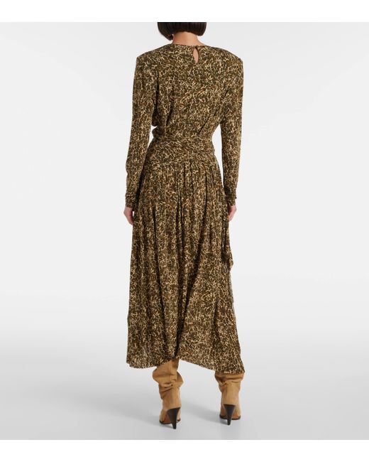 Isabel Marant Natural Zeidi Draped Leopard-print Maxi Dress