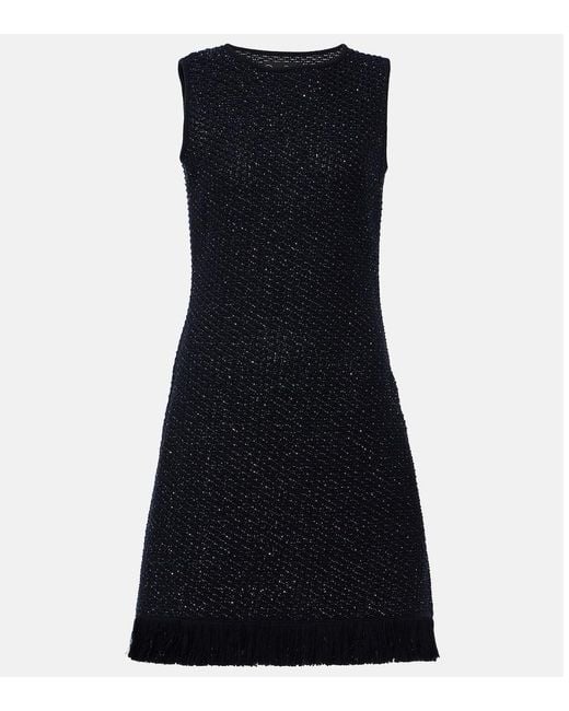 Oscar de la Renta Black Cotton-Blend Tweed Minidress