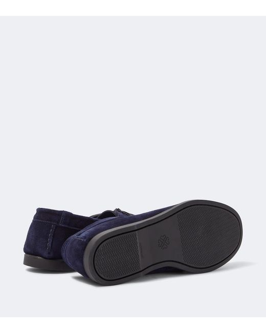 Saman Amel Blue City Moc Suede Boat Shoes for men