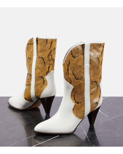 Isabel Marant White Witney Snake-Effect Leather Ankle Boots