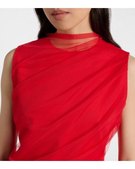 Dorothee Schumacher Red Draped Tulle Top