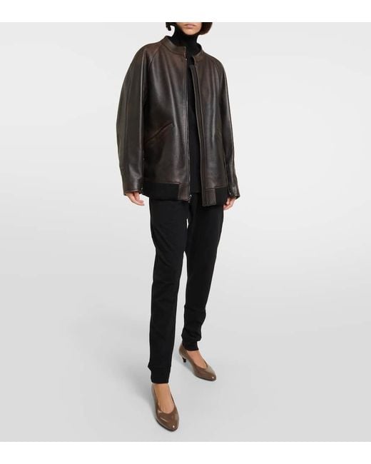 The Row Black Kengia Leather Jacket