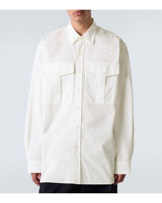Dries Van Noten White Oversized Cotton Twill Shirt for men