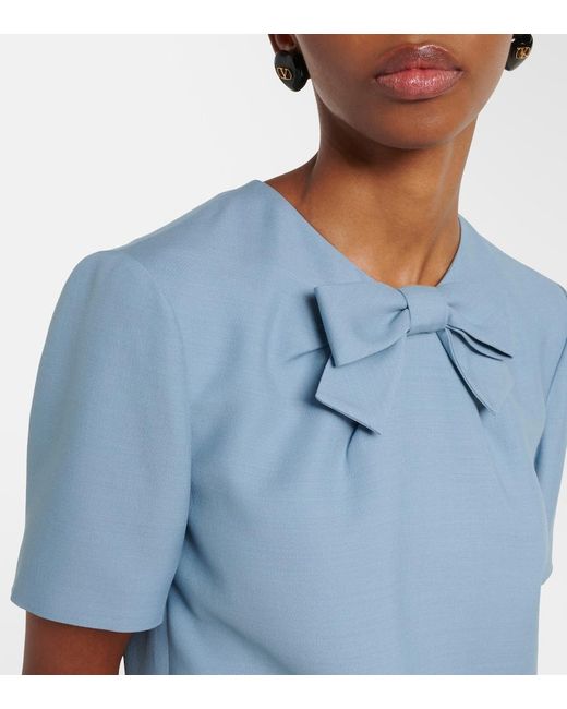 Valentino Blue Crepe Couture Bow-Detail Minidress