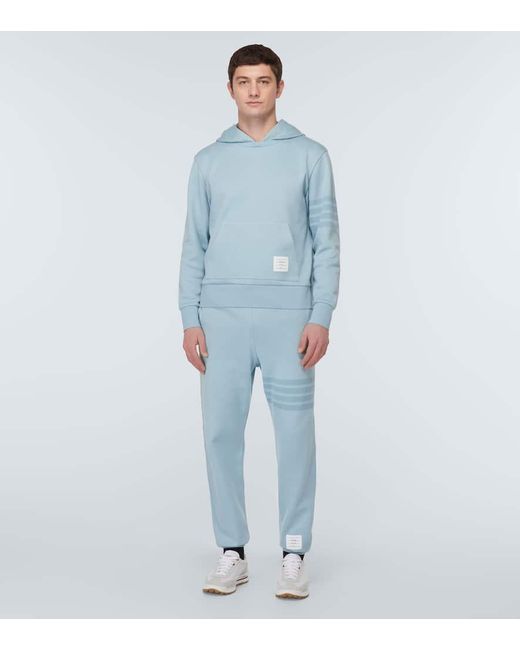 Thom Browne Blue 4-bar Cotton Jersey Sweatpants for men