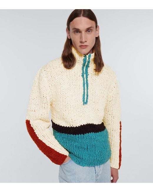 The Elder Statesman Blue Block N Spiral Boucle Sweater for men