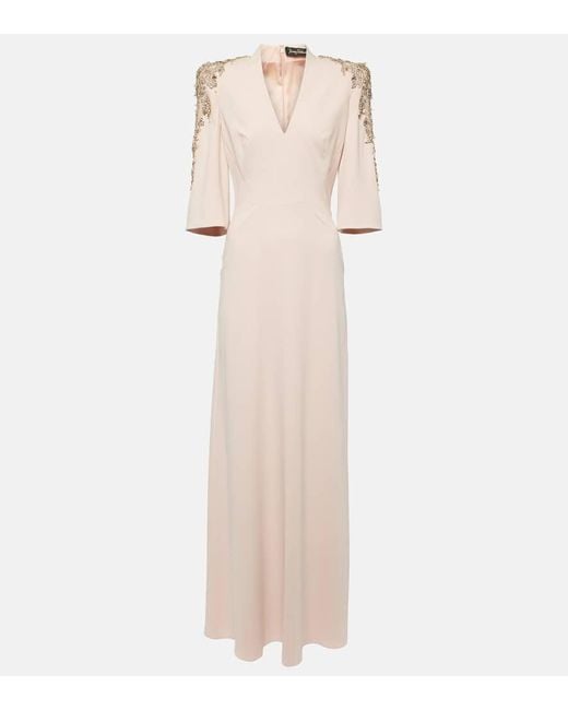 Abito lungo Babe in crepe di Jenny Packham in Natural